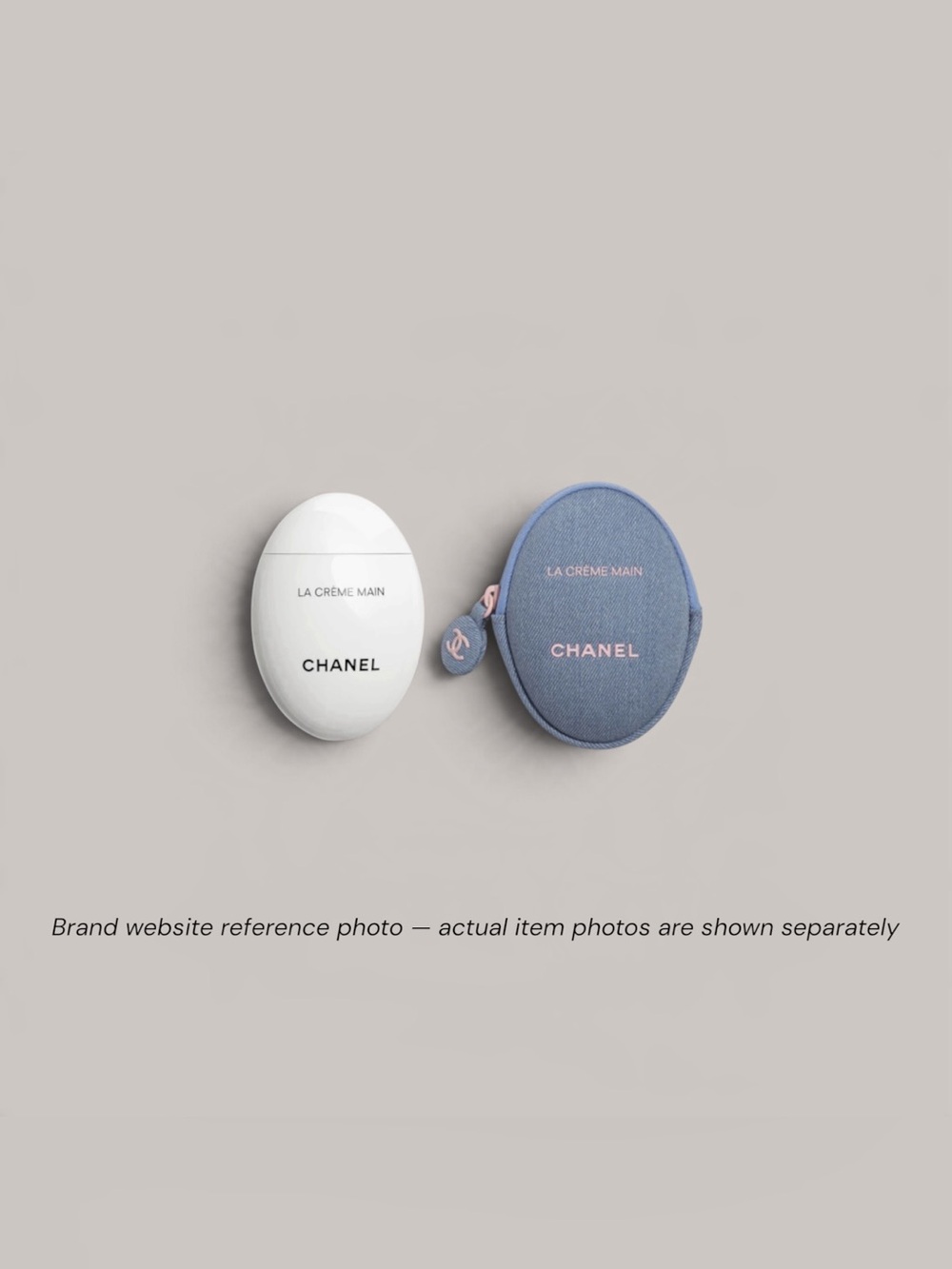 CHANEL La Crème Main Hand Cream 50ml + Denim Pouch & Pink Chain Charm Set